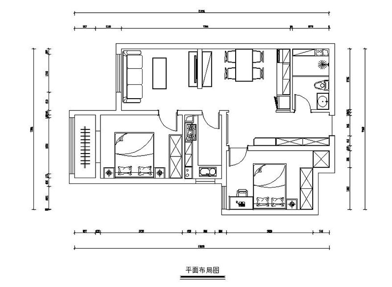 京兆府北歐風(fēng)格戶(hù)型圖裝修效果圖